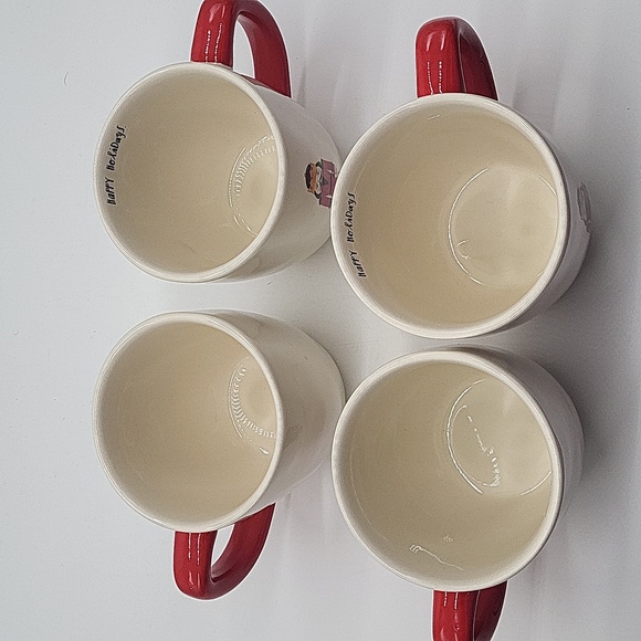 Rae Dunn Red Happy Holiday Nutcracker Mugs x 4 - Picture 3 of 9